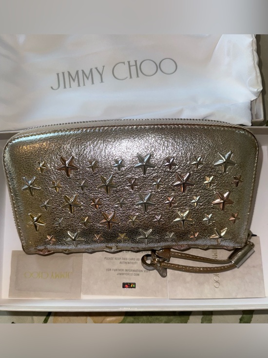 Jimmy Choo Handbags - Jimmy Choo Metallic Star-Embellished Wallet- Silver Color / Silver-tone hardware